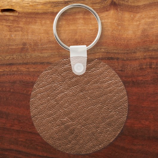 Bruin lederen textuur sleutelhanger (Voorkant)