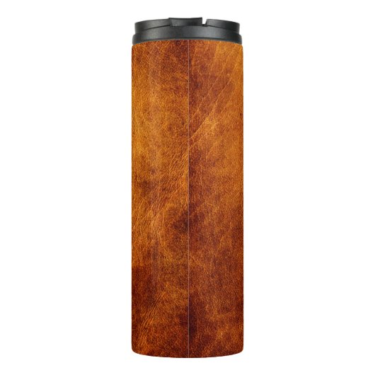 Bruin lederen textuur thermosbeker (Achterkant)