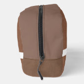 Bruin Lederen Textuur Trim Wit Monogram Naam Toilettasje (Rechts)