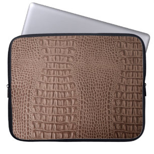 Bruin lederen textuurachtergrond, macroski dicht laptop sleeve