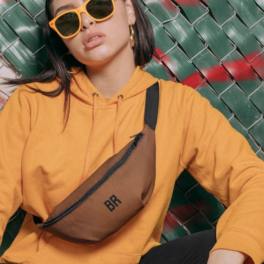 Bruin Lederen Vintage Oude Eenvoudige Monogram Heuptasje