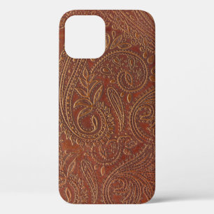 Bruin leer, bewerkt bloemmotief. Case-Mate iPhone case