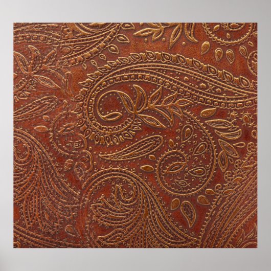 Bruin leer, bewerkt bloemmotief. poster (Voorkant)