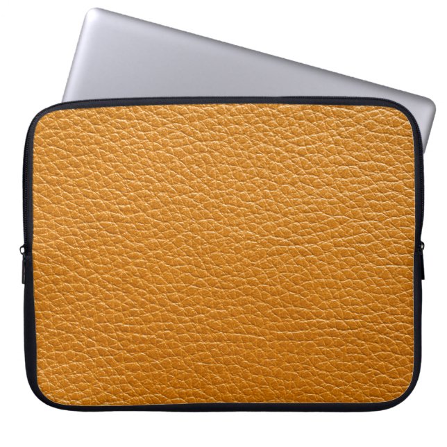 Bruin leer, close-up textuur achtergrond. laptop sleeve (Voorkant)