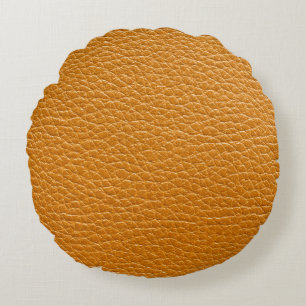 Bruin leer, close-up textuur achtergrond. rond kussen