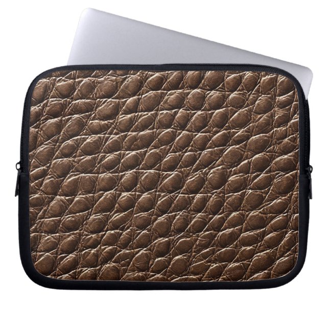 Bruin leer effect patroon laptop sleeve (Voorkant)