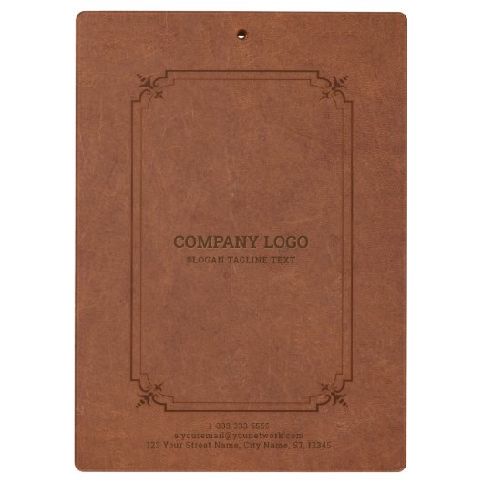 Bruin  leer en Lijst Klembord (Achterkant)