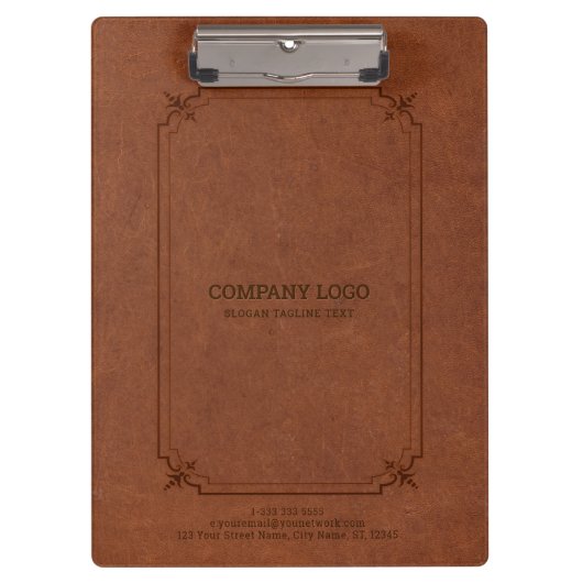 Bruin  leer en Lijst Klembord (Voorkant)