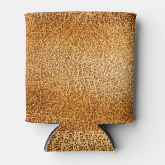 Bruin leer: Gedetailleerde Textuurclose-up Blikjeskoeler (Voorkant)