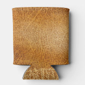 Bruin leer: Gedetailleerde Textuurclose-up Blikjeskoeler (Achterkant)