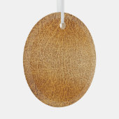 Bruin leer: Gedetailleerde Textuurclose-up Glas Ornament (Voorkant Rechts)