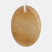 Bruin leer: Gedetailleerde Textuurclose-up Glas Ornament (Voorkant links)