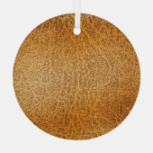 Bruin leer: Gedetailleerde Textuurclose-up Glas Ornament (Achterkant)