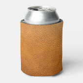 Bruin leer, getextureerde achtergrond luxe. blikjeskoeler (Blikje Voorkant)