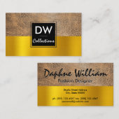 Bruin leer gouden achtergrond visitekaartje (Voorkant / Achterkant)
