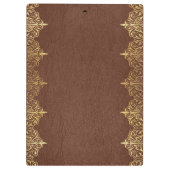Bruin leer & gouden kanten print klembord (Achterkant)