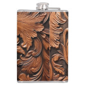 Bruin leer in reliëf heupfles (Achterkant)