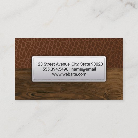 Bruin Leer | Leer genaaid label houtnerf (Achterkant)