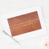 Bruin leer met bijbelvers rechthoekige sticker (Envelop)