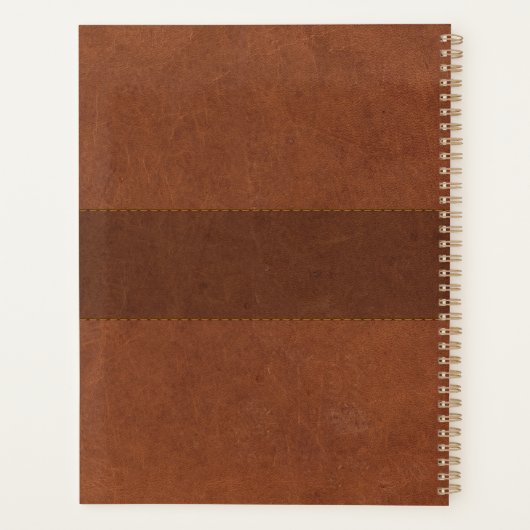 Bruin leer met hechtingen effect planner (Achterkant)