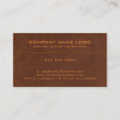 Bruin leer met hechtingen effect visitekaartje (Achterkant)