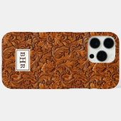 Bruin Leer Met Stempel Monogram Case-Mate iPhone Case (Achterkant (horizontaal))
