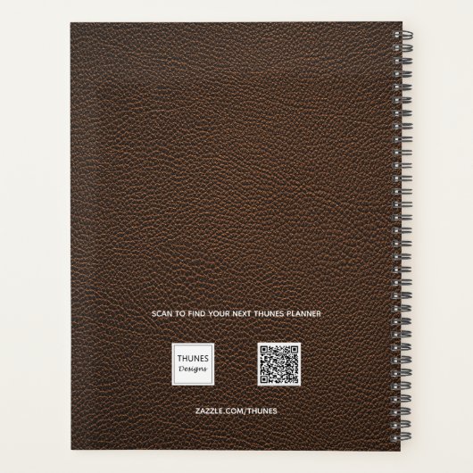 Bruin leer monogram initialen 2026 planner (Achterkant)