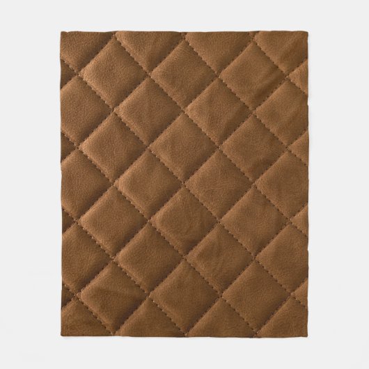 Bruin leer, ruitmotief tekening fleece deken (Voorkant)