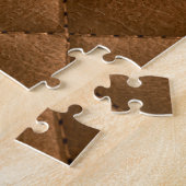Bruin leer, ruitmotief tekening legpuzzel (Zijkant)