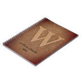 Bruin leer Rustieke monogram zwart script naam Notitieboek (Linkerzijde)