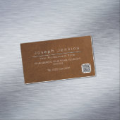 Bruin leer werknemer zadelmaker luxe branding magnetisch visitekaartje (Voorbeeld)