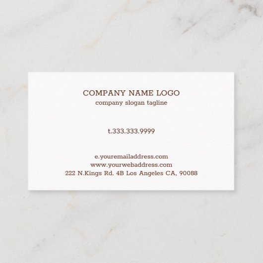 Bruin  leertextuur visitekaartje (Achterkant)