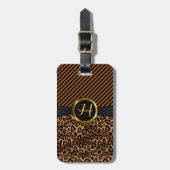 Bruin leopard Animal Pattern - Monogram Bagagelabel (Voorkant verticaal)