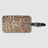 Bruin Leopard Animal Print Sparkle Bagagelabel (Voorkant (horizontaal))
