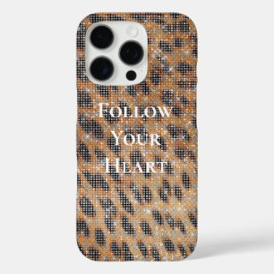 Bruin Leopard Animal Print Sparkle iPhone 16 Pro Hoesje