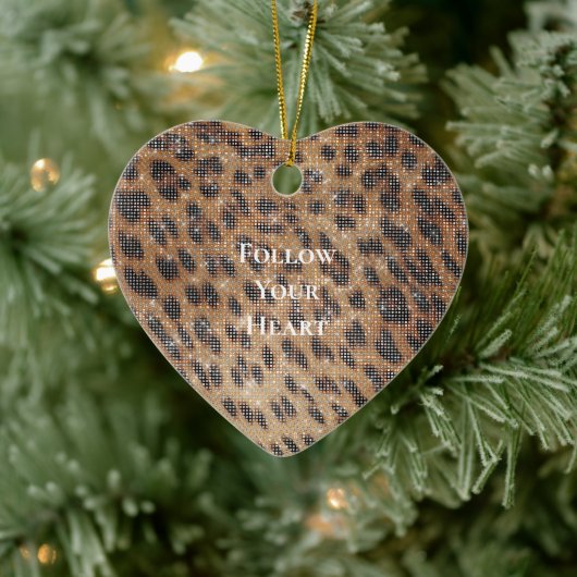 Bruin Leopard Animal Print Sparkle Keramisch Ornament (Boom)