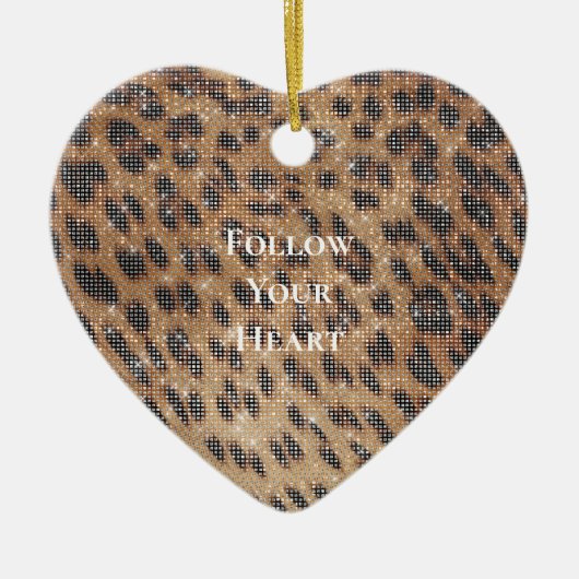 Bruin Leopard Animal Print Sparkle Keramisch Ornament (Voorkant)