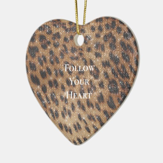 Bruin Leopard Animal Print Sparkle Keramisch Ornament (Links)
