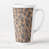 Bruin Leopard Animal Print Sparkle Latte Mok (Rechts)