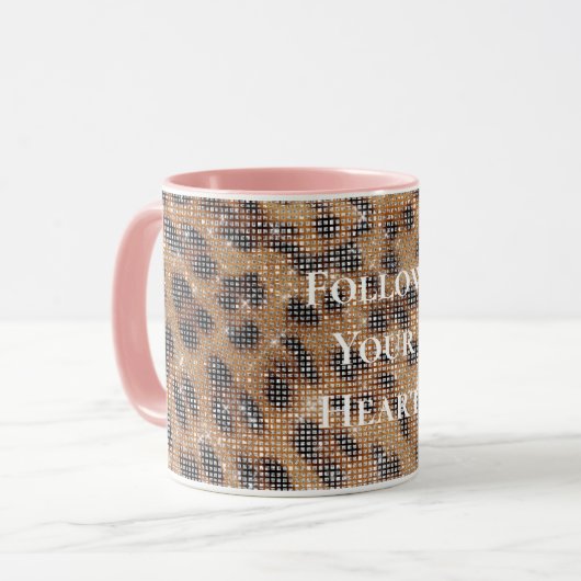 Bruin Leopard Animal Print Sparkle Mok (Voorkant links)