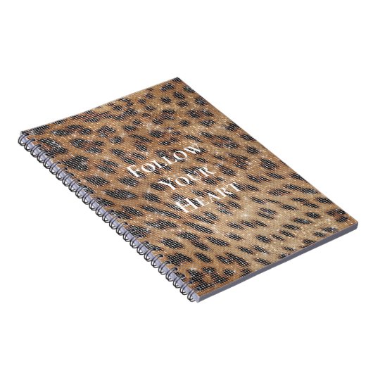 Bruin Leopard Animal Print Sparkle Notitieboek (Rechterzijde)