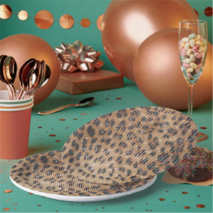 Bruin Leopard Animal Print Sparkle Papieren Bordje