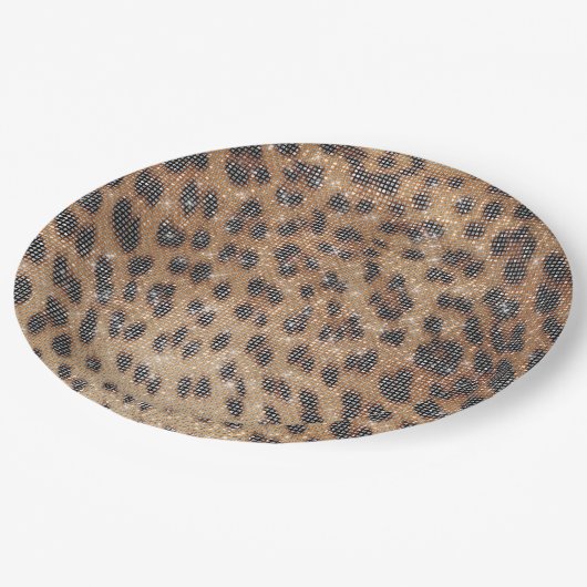 Bruin Leopard Animal Print Sparkle Papieren Bordje (Gekanteld)