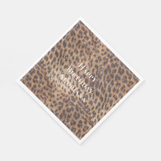 Bruin Leopard Animal Print Sparkle Servet (Hoek)
