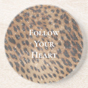 Bruin Leopard Animal Print Sparkle Zandsteen Onderzetter