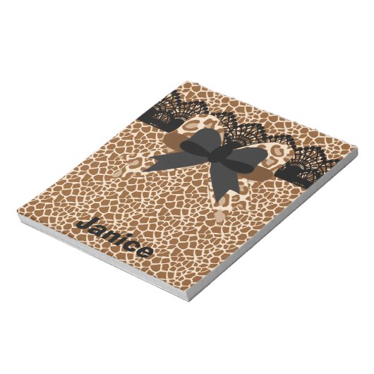 Bruin leopard Lace & Bow Small Notitieblok (Linkerzijde)
