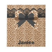 Bruin leopard Lace & Bow Small Notitieblok (Voorkant)