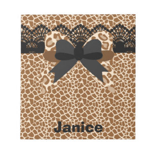 Bruin leopard Lace & Bow Small Notitieblok