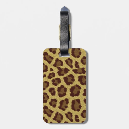 Bruin Leopard Print Bagagelabel (Achterkant verticaal)