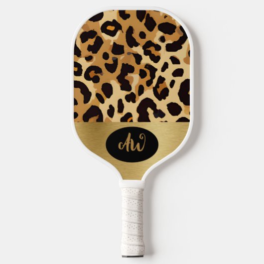Bruin Leopard Print Elektronica Tas Pickleball Paddle (Voorkant)